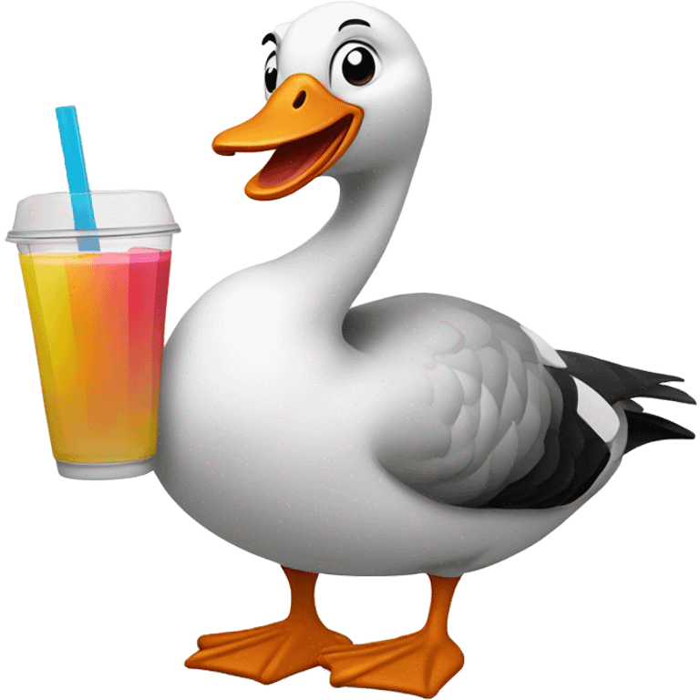 silly goose drinking juice emoji