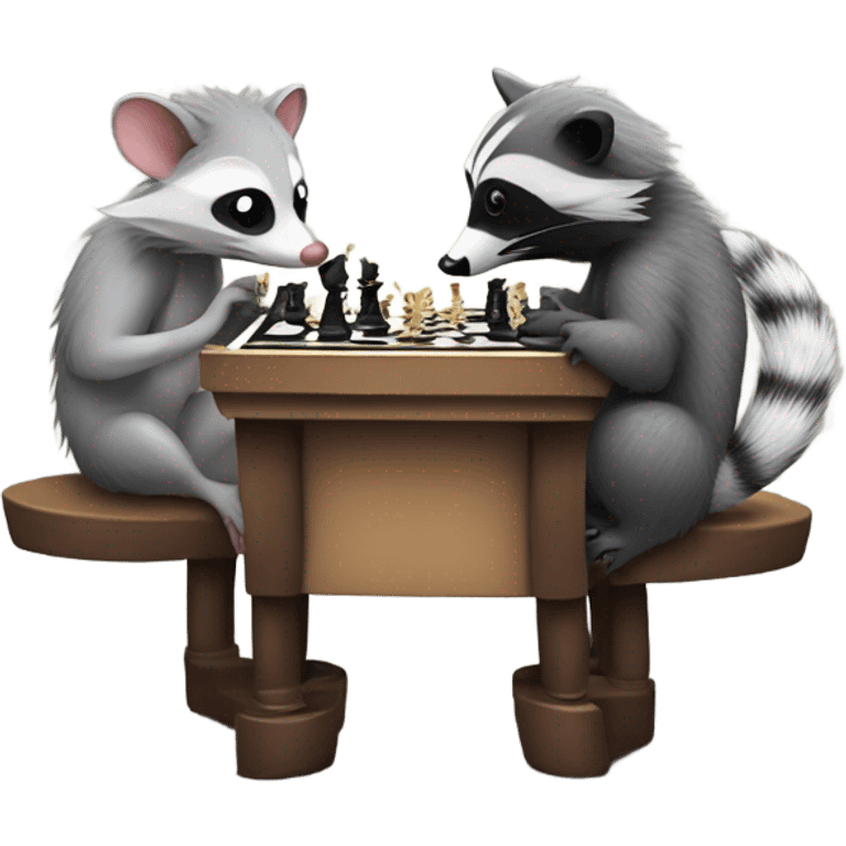 opossum and racoon playing chess emoji