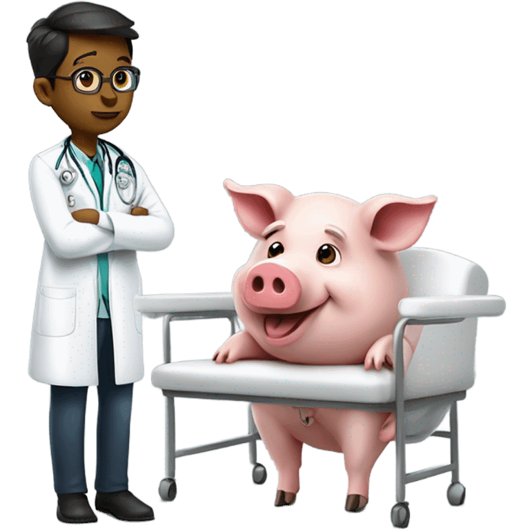 Doctor pig with patient  emoji