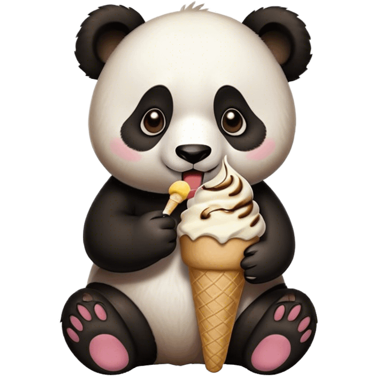 Panda eating ice cream emoji