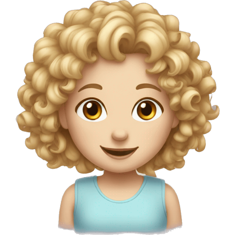 Curly happy white girl emoji