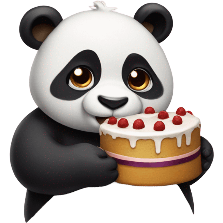 A panda holding a cake emoji