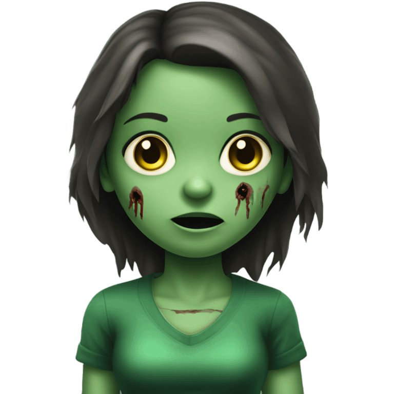 Brunette zombie girl in horror green  emoji