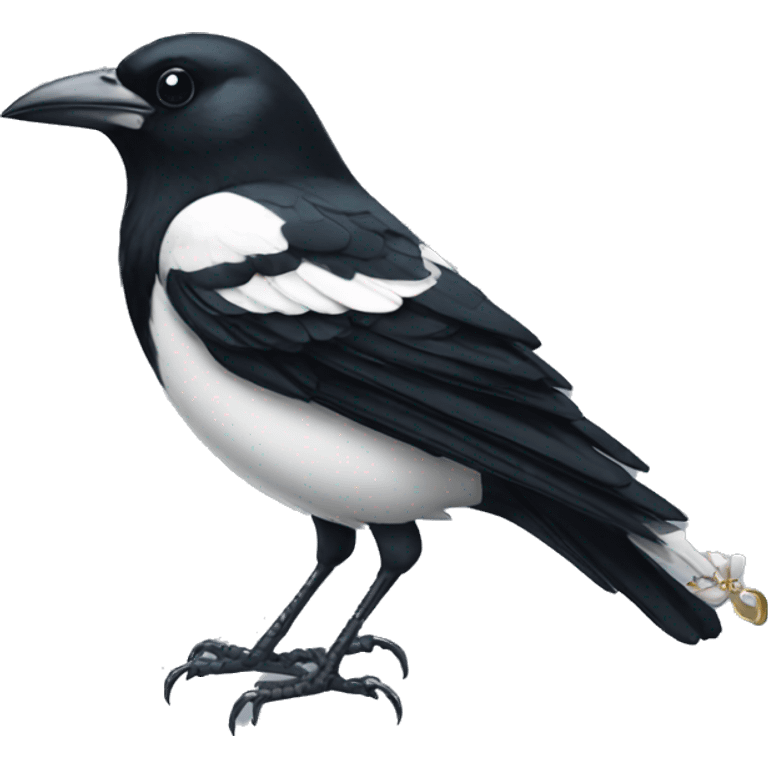 magpie with a necklace in its beak emoji