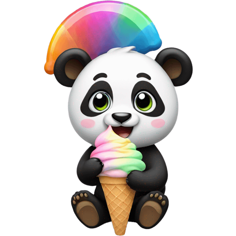 Panda eating ice cream emoji