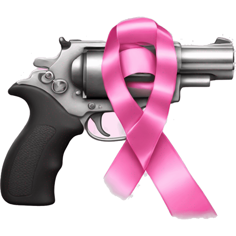 pink pistol with a pink ribbon emoji