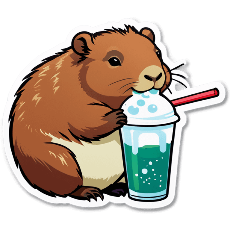 Capybara drinking boba emoji