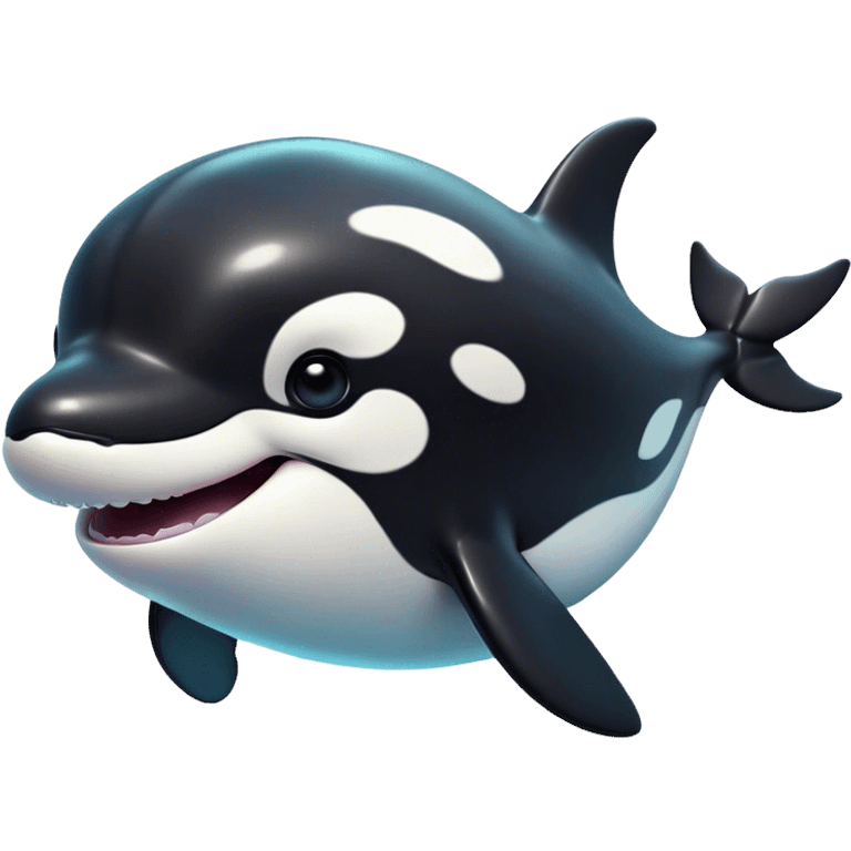 Cinematic Comical orca Portrait Emoji, Head tilted dramatically with an exaggeratedly shocked expression, featuring a sleek black-and-white body with wide, comically expressive eyes full of playful disbelief and animated flippers, Simplified yet hilariously expressive features, highly detailed, glowing with a slightly sassy oceanic glow, high shine, dramatic yet playful, stylized with an air of cheeky marine mischief, soft glowing outline, capturing the essence of a meme-worthy orca that looks ready to make waves with its hilariously dramatic antics! emoji