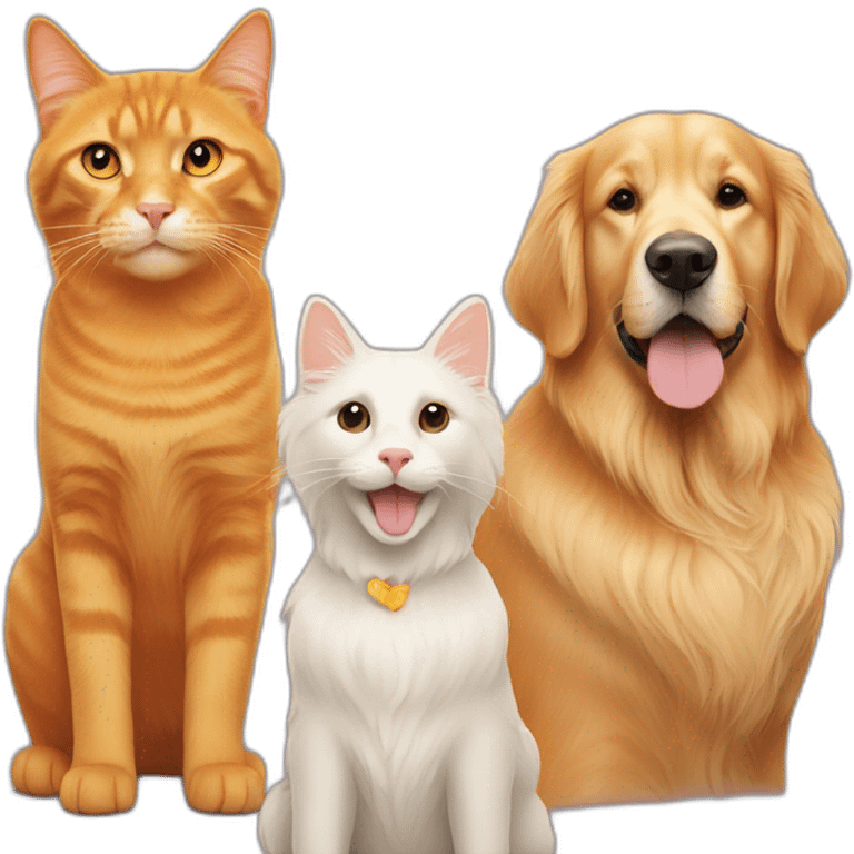 orange cat and two golden retrievers emoji