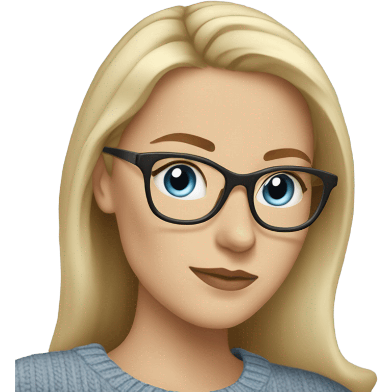 Photo Side profile Blonde balayage long hair white women beige sweater blue eyes wearing glasses  emoji