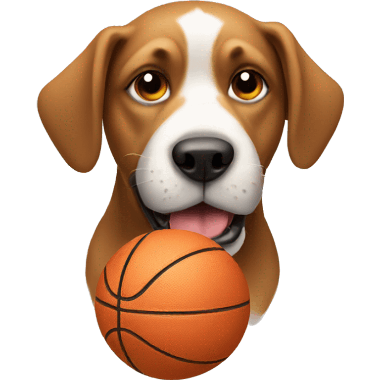 a dog holding a basketball emoji