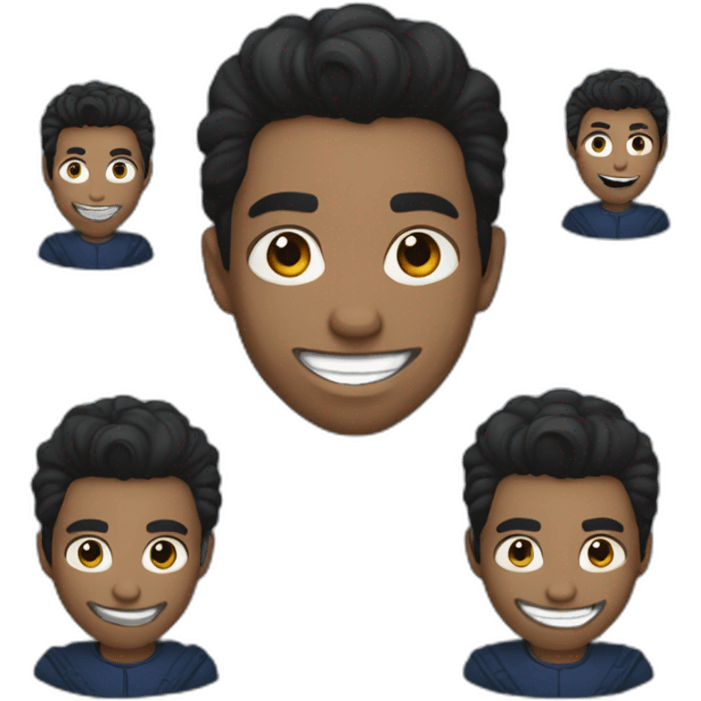 Un jeune homme noir, les cheveux bleus et qui a das dents de vampire. emoji