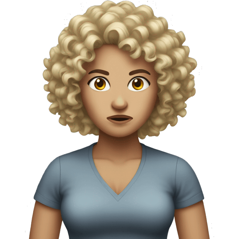 White women curly hair angry emoji