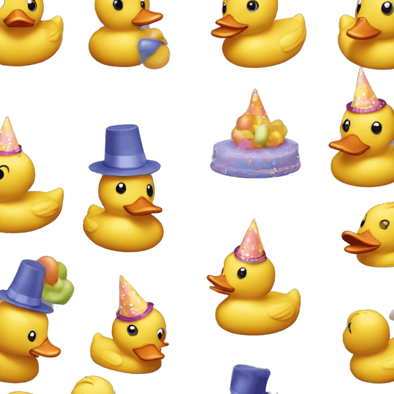 one rubber duck with a birthday hat on emoji