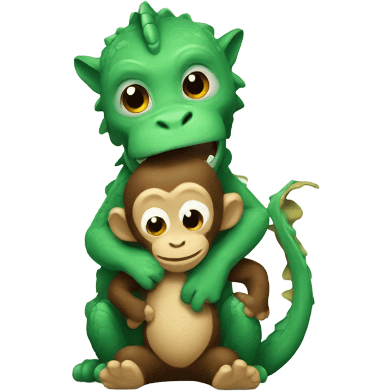 Dragon hugging monkey emoji