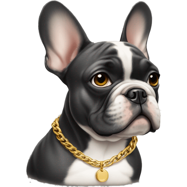 French bulldog wearing a gold chain emoji