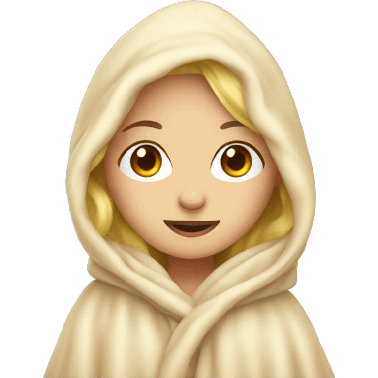 blonde girl in cosy blanket  emoji