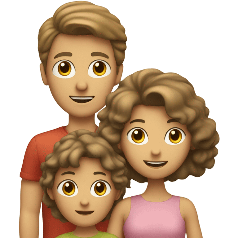 Familia de 4 personas, dos niños de pelo marrón, una mujer de pelo rubio y un hombre canoso  emoji