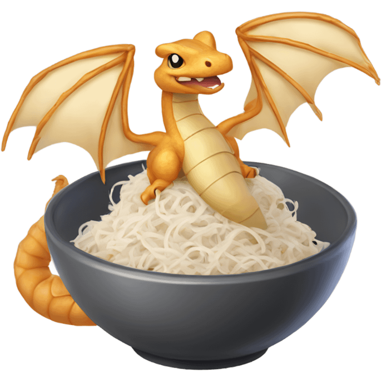 Rice noodle with dragonite wings emoji