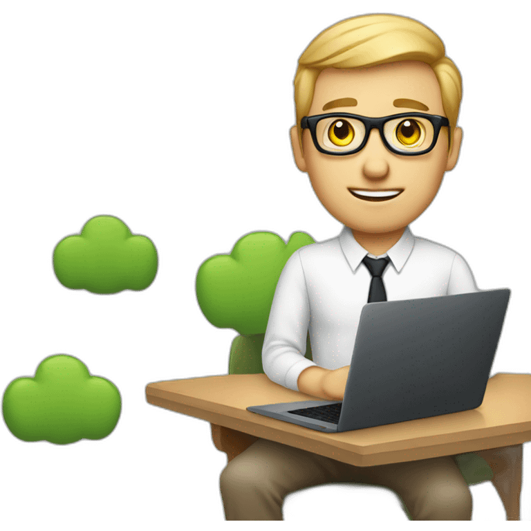 white male nerd sitting behind a macbook emoji