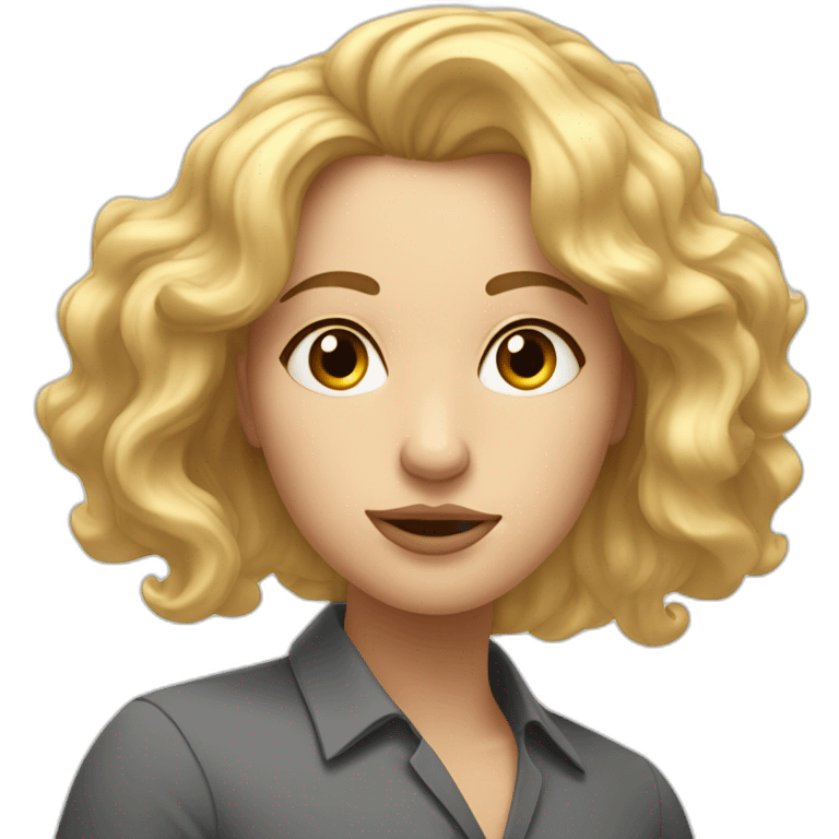 Waking up tired bleary-eyed female with mid length wavy blonde hair  emoji