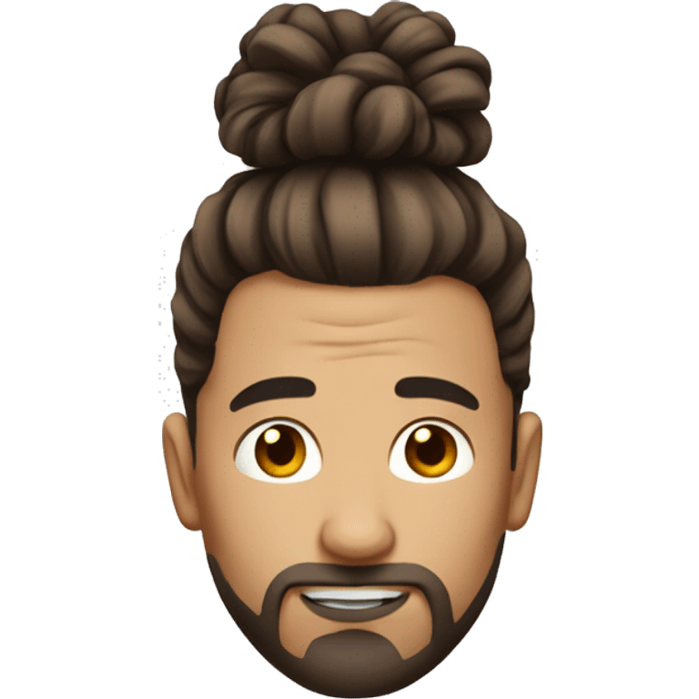 Guy with a man bun on the top and the sides is a fade he allso have a big nose he have brown hair and he is not so white emoji