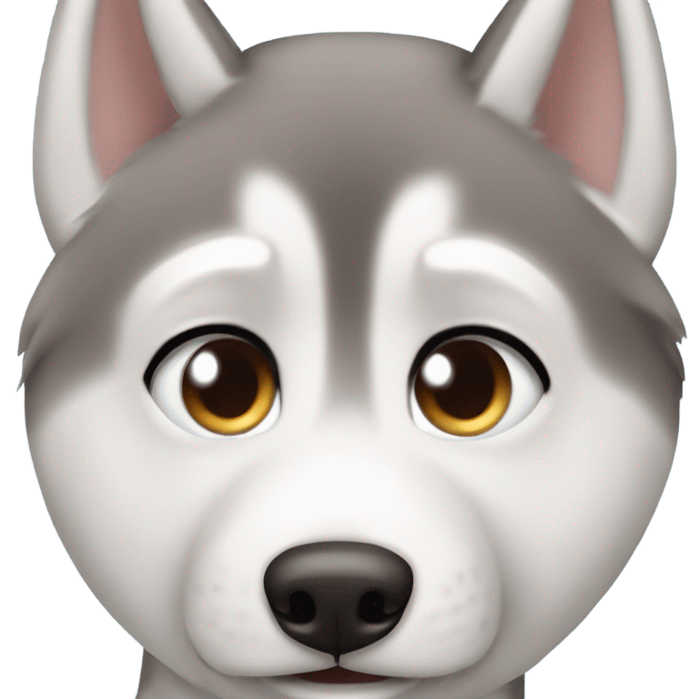 Husky white fur blue eyes liver colored nose emoji