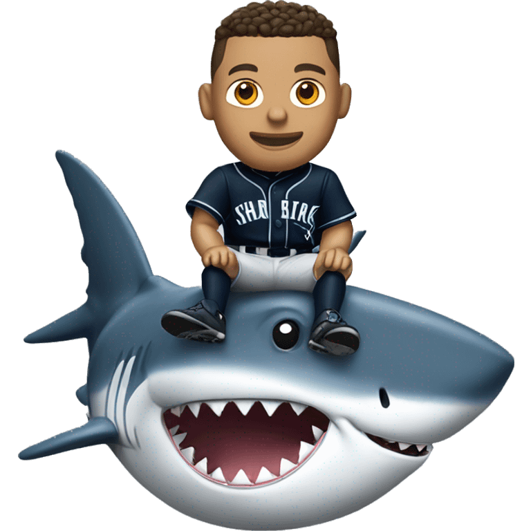 Aaron judge sitting on a shark emoji