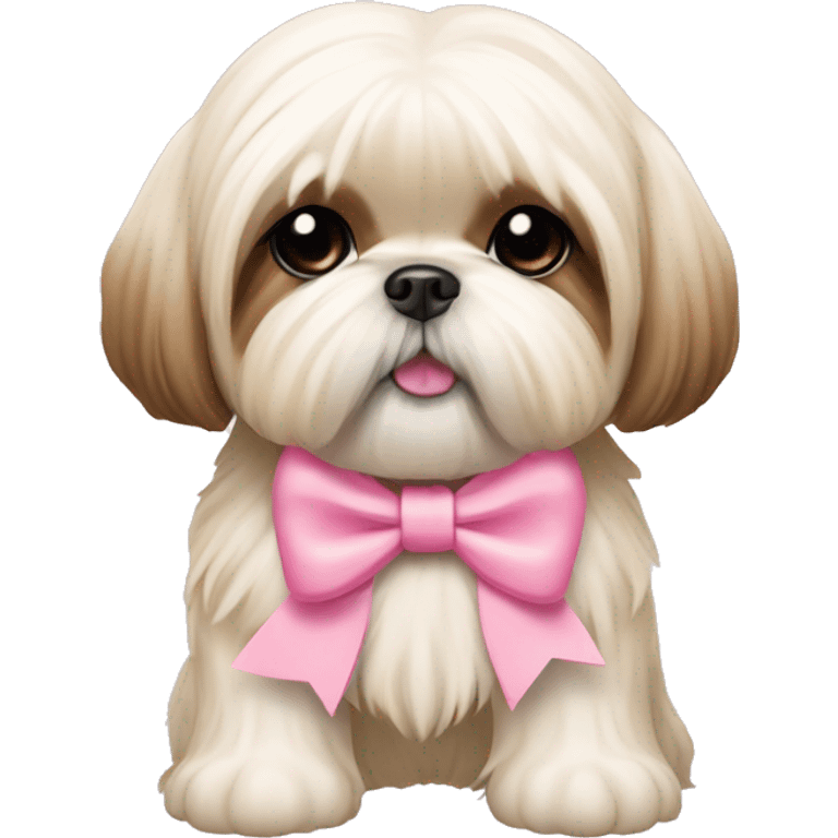 shih tzu cream colored with pink bow emoji