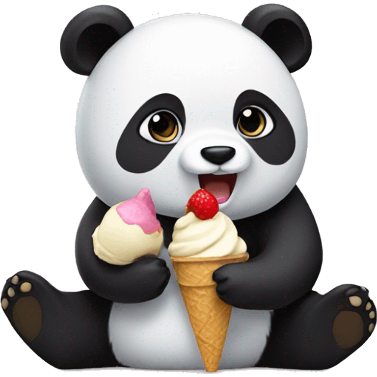 Panda eating ice cream emoji