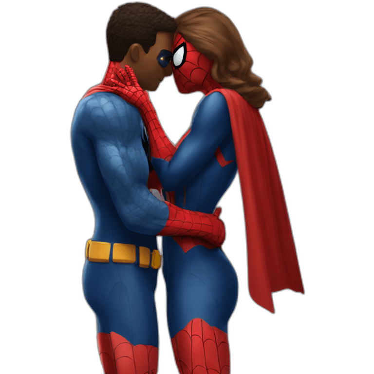 Spiderman kissing batman emoji