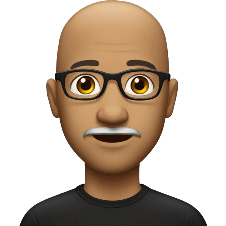 Bald man wearing glasses and goatee brown eyes black shirt emoji