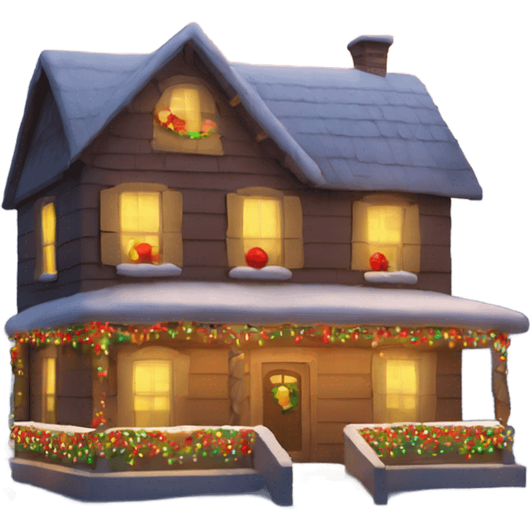 Casa adornada con luces de navidad emoji