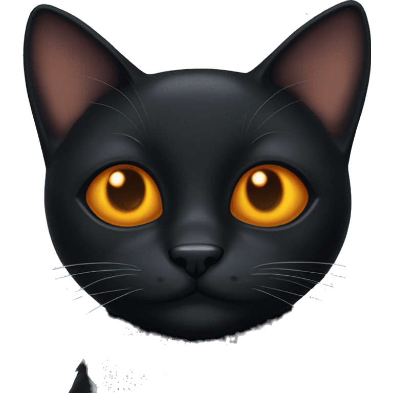 A black cat with floppy ears and orange eyes  emoji