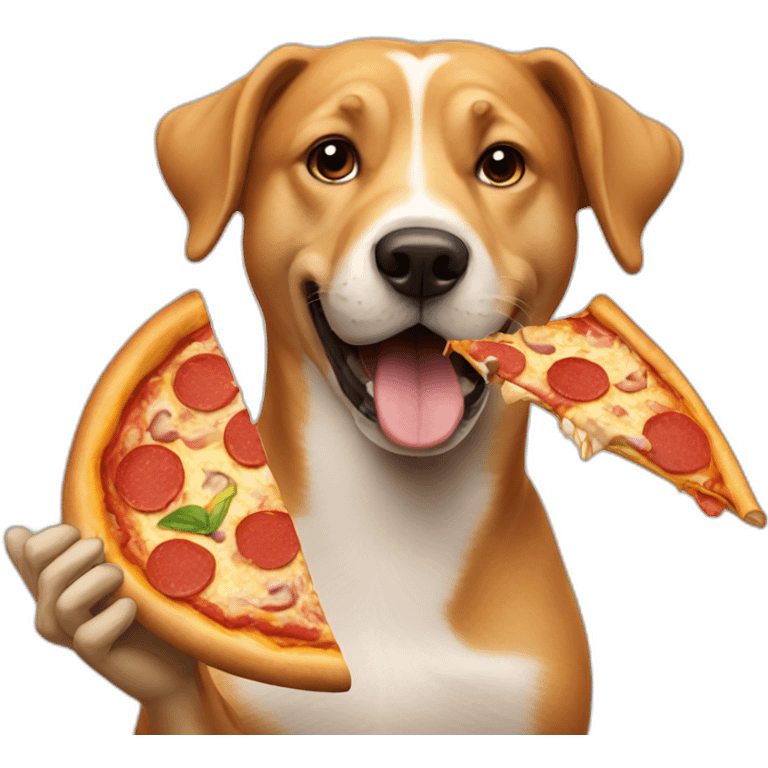 Dog eating a pizza emoji