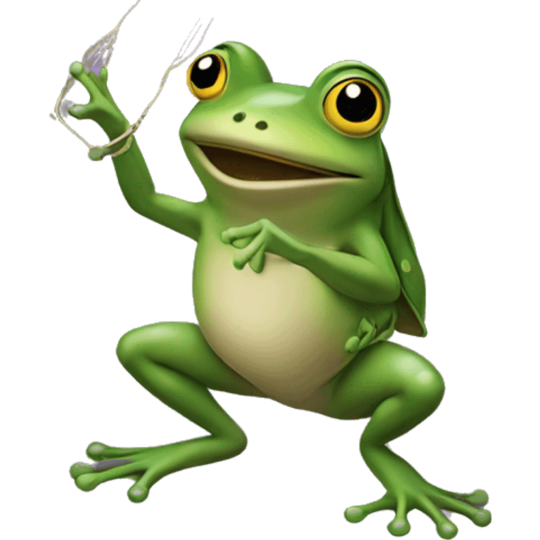 A frog using a lasso to catch a fly  emoji