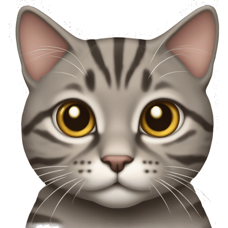 Chubby brown gray tabby cat WITH BROWN EYES emoji