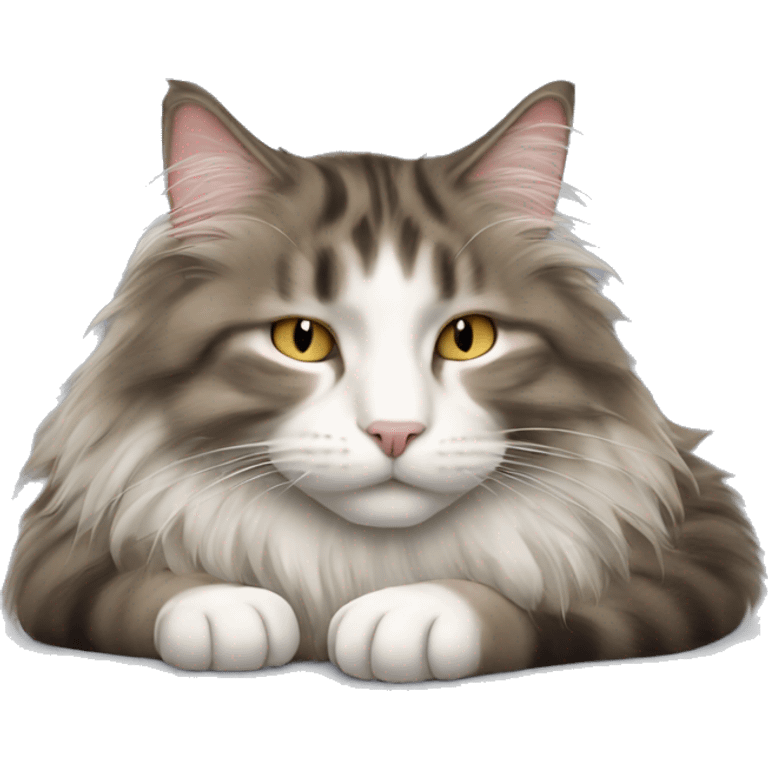 sleeping norwegian forest cat emoji