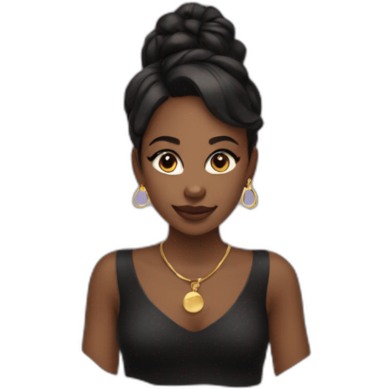 girl with gold hoop earrings wearing black dress emoji