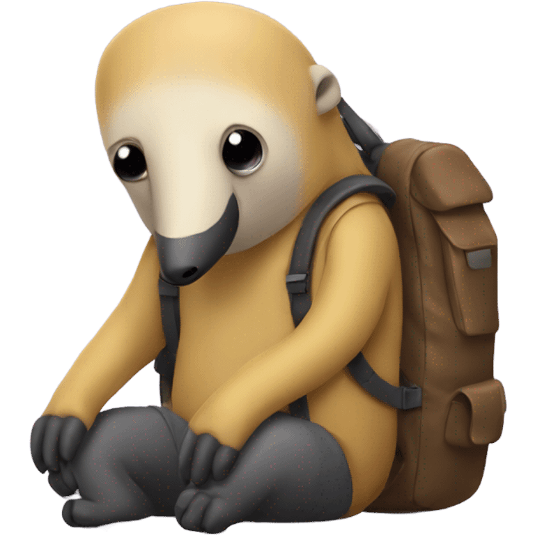 sad anteater with a backpack on  emoji