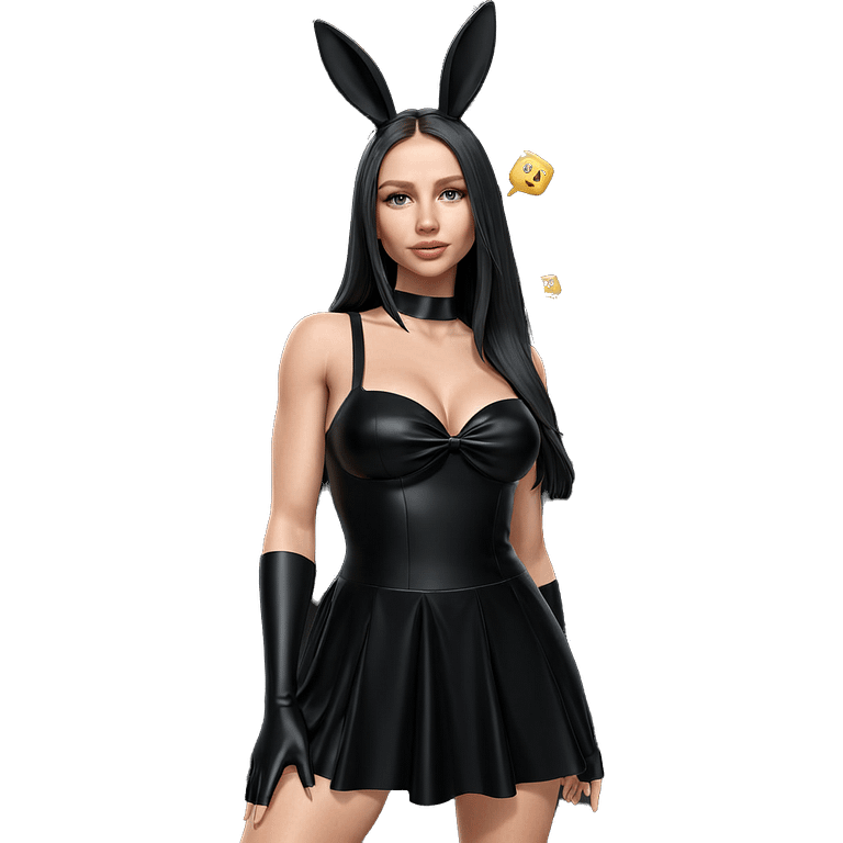 black dress with rabbit ears emoji