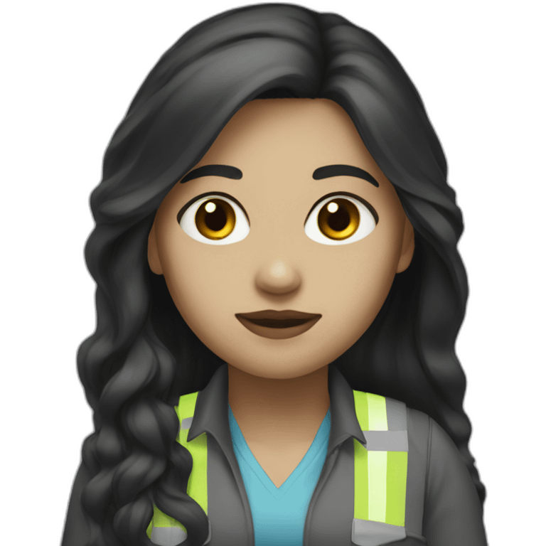 civil engineer woman black eyes white skin black long hair emoji