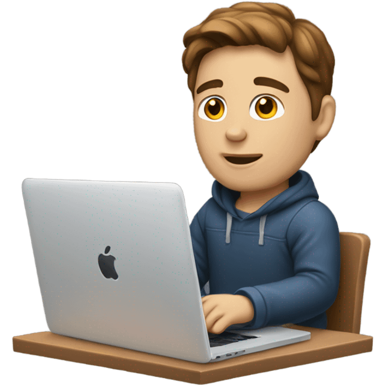 white-skinned male brown hair product designer sitting with macbook emoji