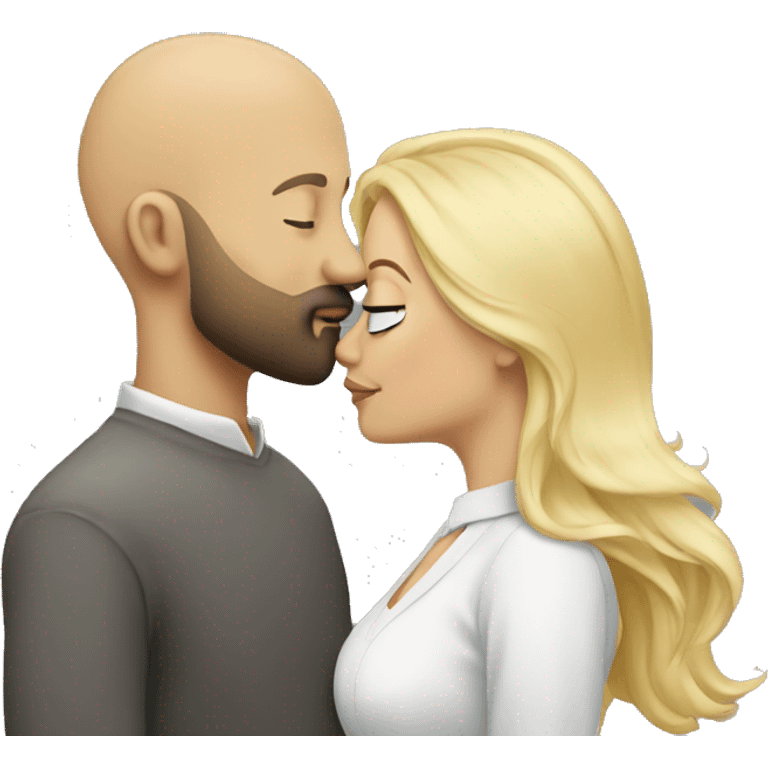 Bald man with beard  kissing blonde woman emoji