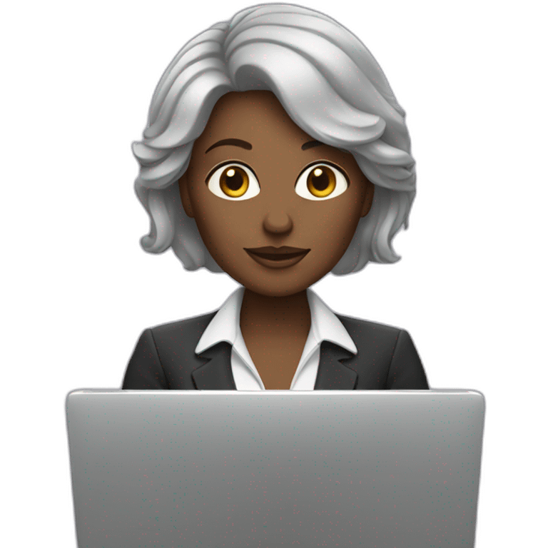 white boss lady with brown hair and a laptop emoji