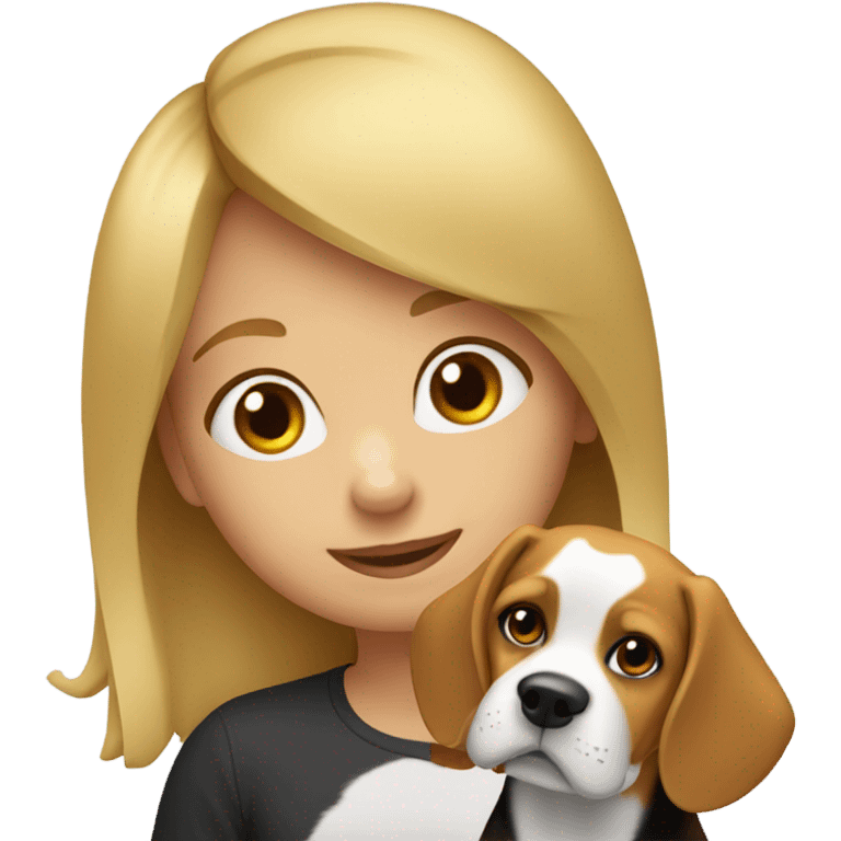 blonde girl with beagle dog  emoji