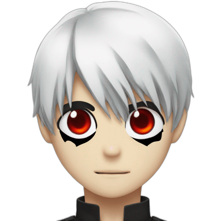 Ken kaneki with a black and red left eye emoji