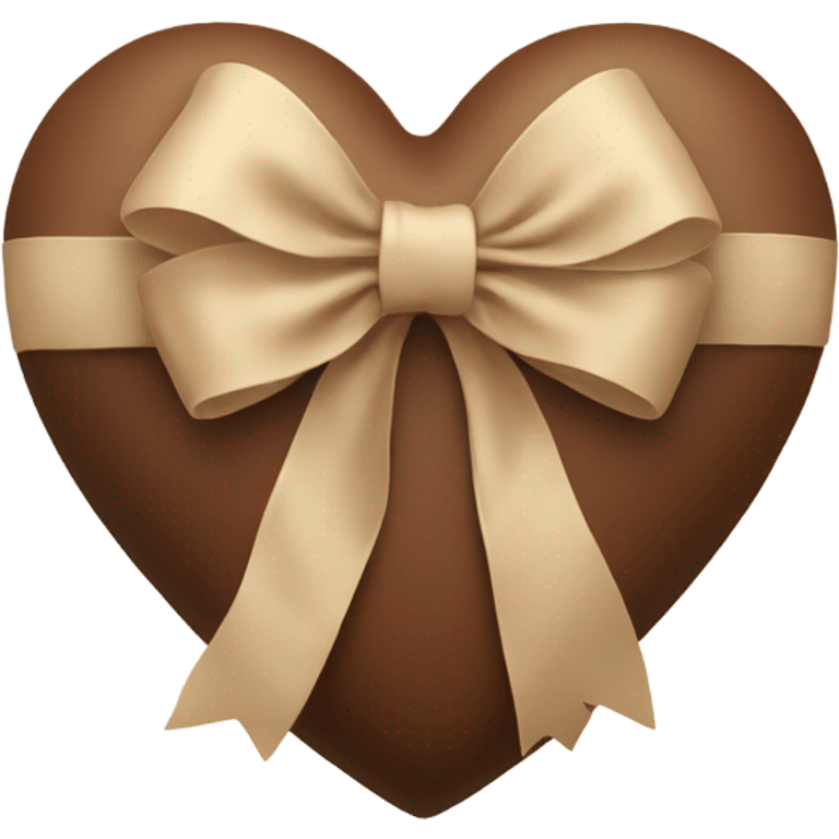 Brown heart with a beige bow emoji