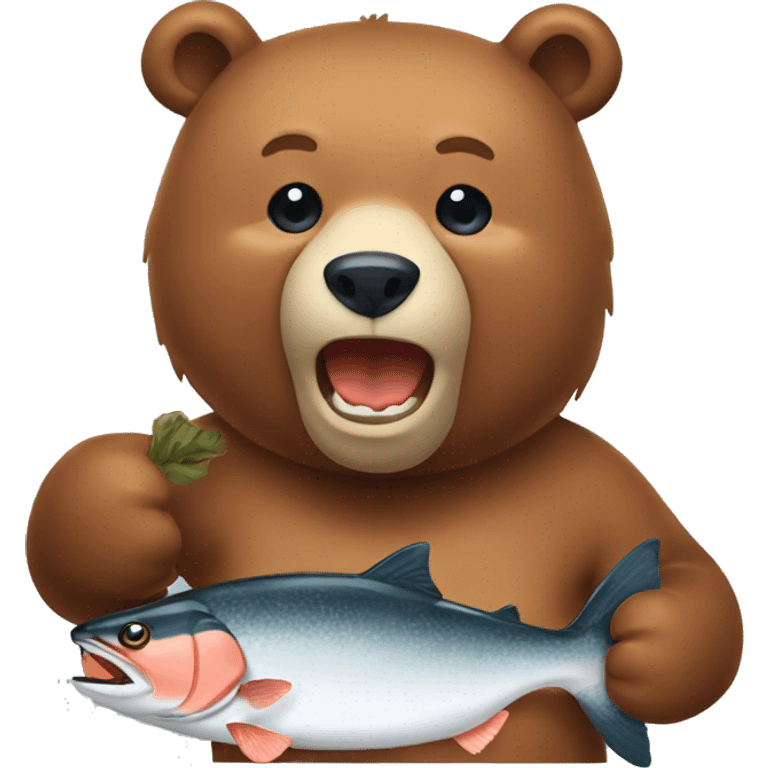 bear eating salmon emoji