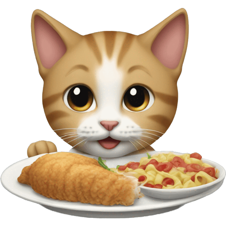 A kitten eating dinner emoji